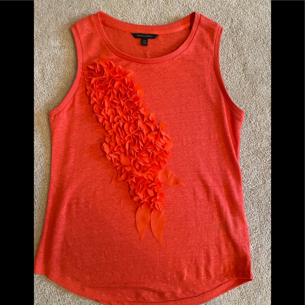 Banana Republic Chiffon Linen Ruffle Tee